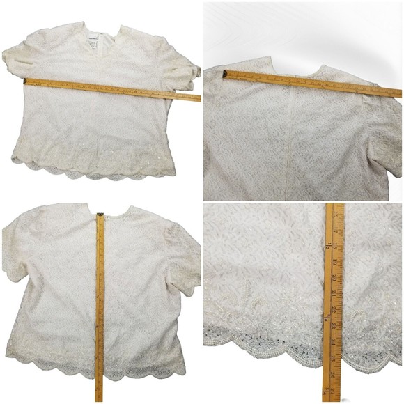 Fashion Bug White Beaded Formal Top Sz 24 (2X/3X) Wedding Party Mother of Bride - Picture 8 of 16
